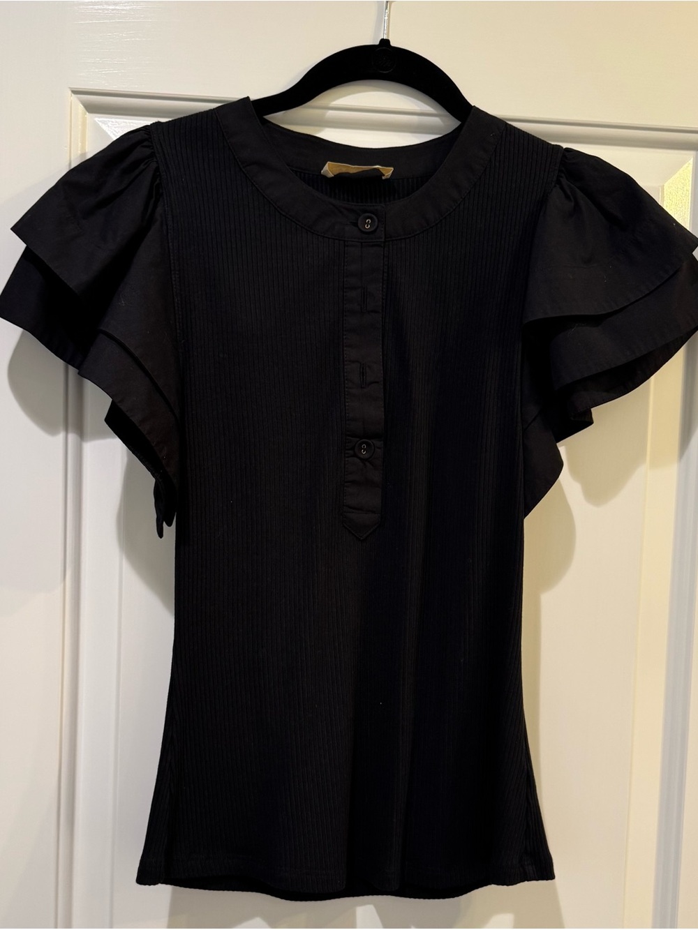 Ulla Johnson Black Ruffled Sleeve Top